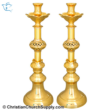 Altar Candlestick-Altar Candle in Brass