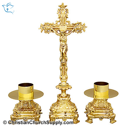 Altar Cross and Candlestick Set