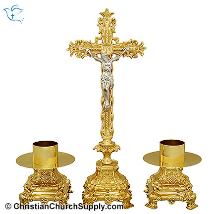 Altar Crucifix with Candle Holders