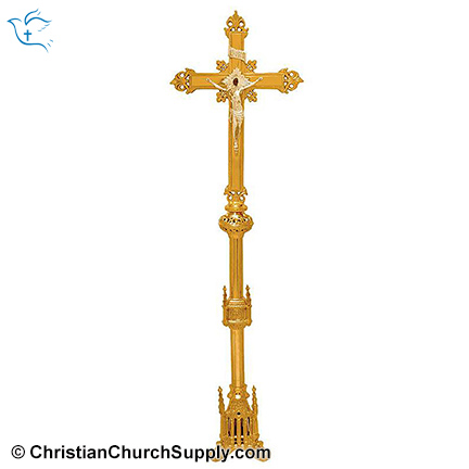 Brass Altar Gothic Style Crucifix