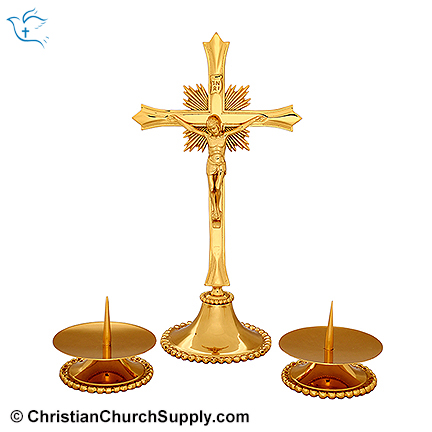 Brass Altar Set of 3 Pcs with Spike
