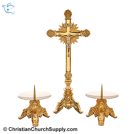 Brass Altar Set of 3 Pcs with Spike