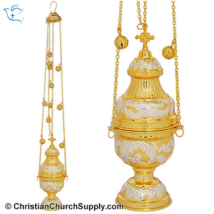 Brass Censor with 12 Bells with Gold & Silver Finish