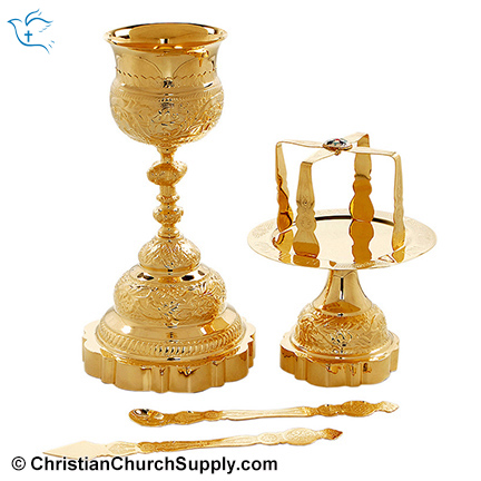 Brass Ecclesiastical Chalice Set