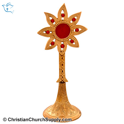 Brass Monstrance with Red Stone