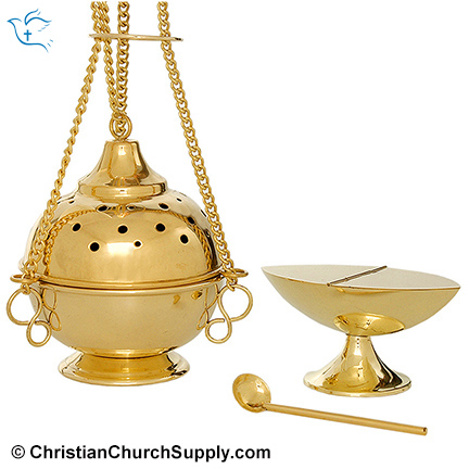 Brass Thurible with Boat and Spoon