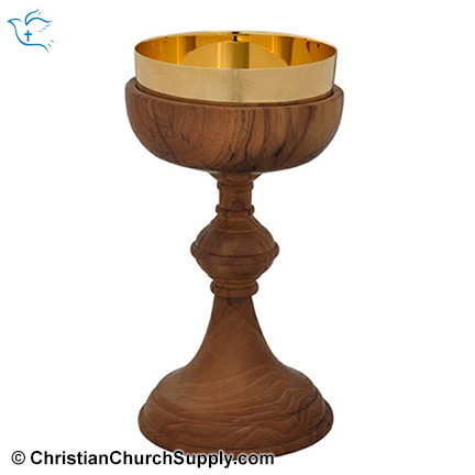 Catholic Wooden Chalice with Brass Cup