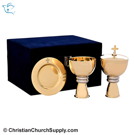 Chalice Ciborium and Paten Sets with Cross Engraved