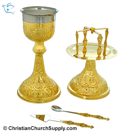 Cross Carved Chalice Set