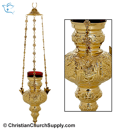 Gold Plated Hanging Vigil Lamp