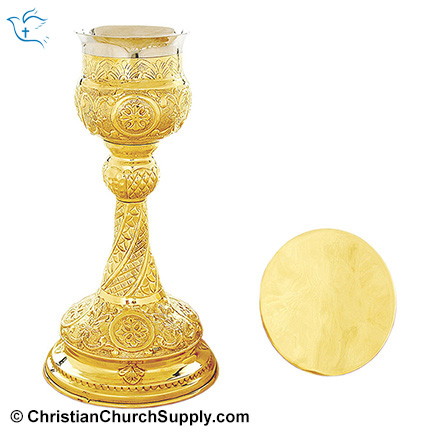 Hand Carved Chalice and Paten Set