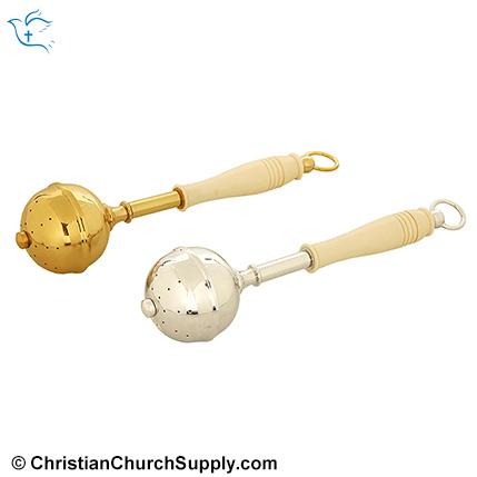 Holy water sprinkler with artificial ivory handle