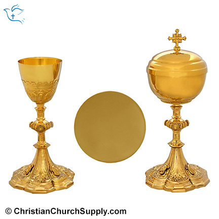 Italian Style Chalice, Paten and Ciborium Sets with Box