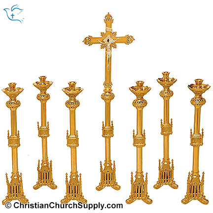 Large Gothic Candlesticks and Crucifix Set of 7 Pcs, Manufacturers of Large Gothic  Candlesticks and Crucifix Set of 7 Pcs, Buy Large Gothic Candlesticks and  Crucifix Set of 7 Pcs at  