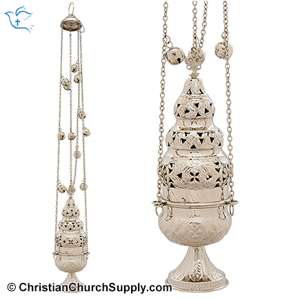 Nickel Plated Censer with 4 Chains & 12 Bells