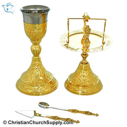 Ornate Chalice and Paten Set