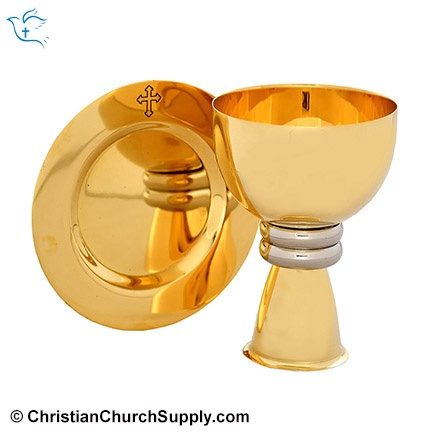 Polished Brass Chalice and Paten