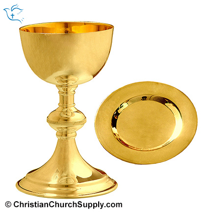 Polished Brass Chalice and Paten