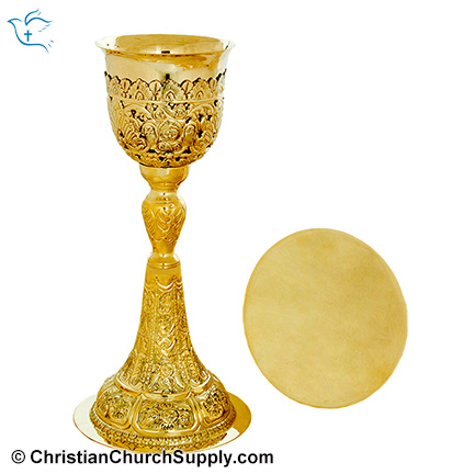 Russian Carved Chalice and Paten