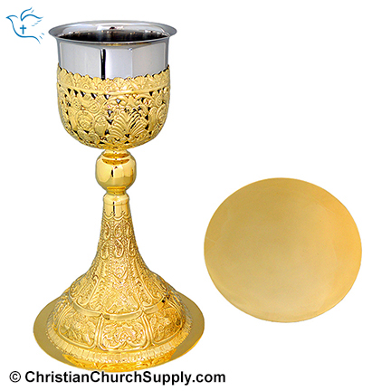 Russian Carved Chalice and Paten