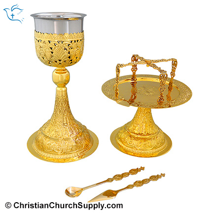 Russian Carved Chalice Set