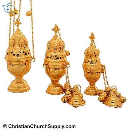Russian brass Censer with bells