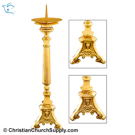 Solid Brass Holy Family Candlestick with Spike