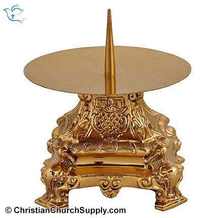 Solid Brass Squared Candlestick with Nail