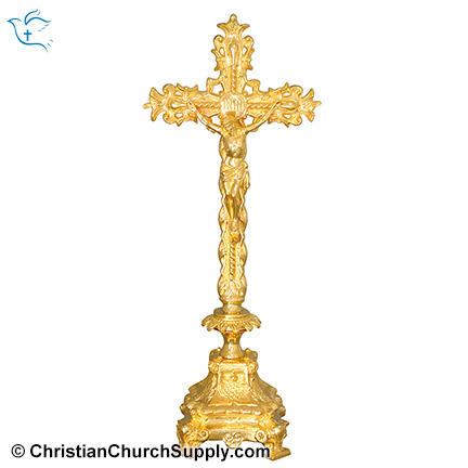 Solid Brass Standing Crucifix