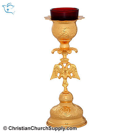 Standing Sacncury Lamp with Red Glass