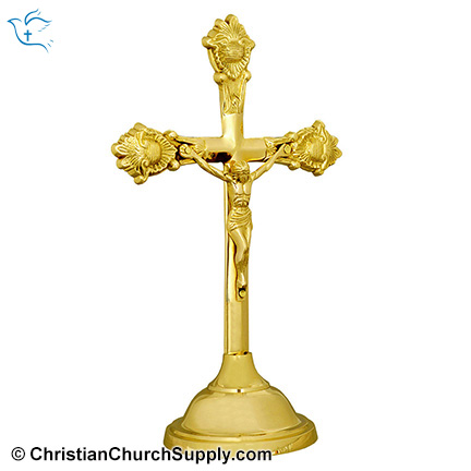 Vintage Brass Standing Altar Cross