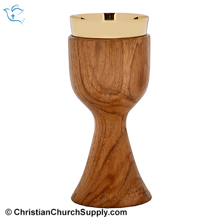 Wooden Chalice with Brass Cup